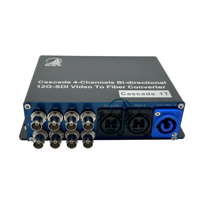 Cascasde 4-ch Bidirectional 12G-SDI Video to Fiber Converter 